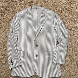 Men's Ludlow Slim-fit unstructured suit jacket in seersucker 39 R